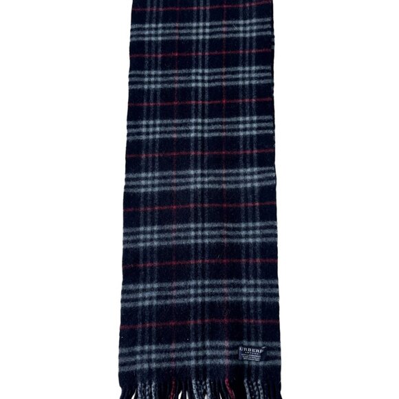 Burberry Classic Check Scarf Black 100% Lambswool Unisex Scarf Made In England - Picture 5 of 7